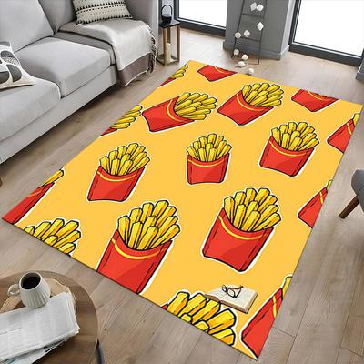 1PC French Fries Yellow Background Anti-slip Carpet, Suitable for Office, Bedroomand Playrooms. It Can Also Be Used As a Sofa Footrest cover-R89