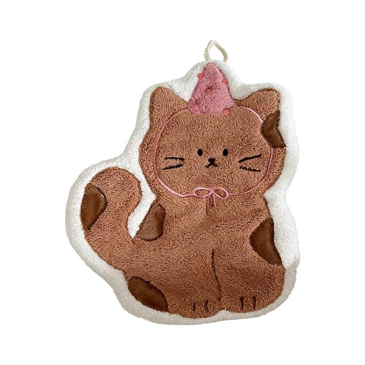 Highly Absorbent Corals Fleece Hand Towel With Lovely Cats Theme Design Easy To Hanging And Wash Hand Cloth for Daily use