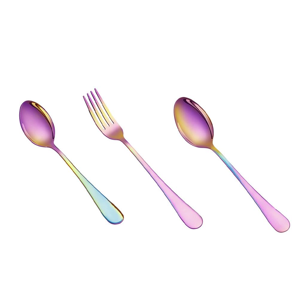 Set di Stoviglie Forchette da Tavola Cucchiaino da Caffè Stoviglie Posate Decorative Senza Bave Liscio Durevole Lavabile