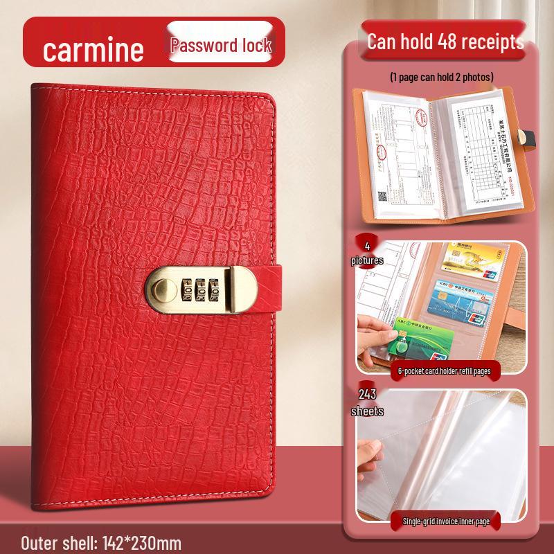 Crocodile Grain Fixed Deposit Slip Holder with Clip & Password Lock