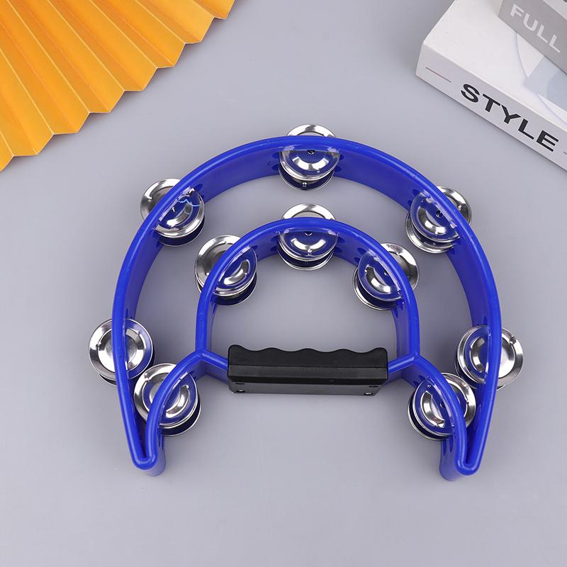 Hand Bell Double Row Rattle Orff Tambourine Double Layer Hand Bell Drum Percussion Instrument Handle Jingle Bell Educational Toy
