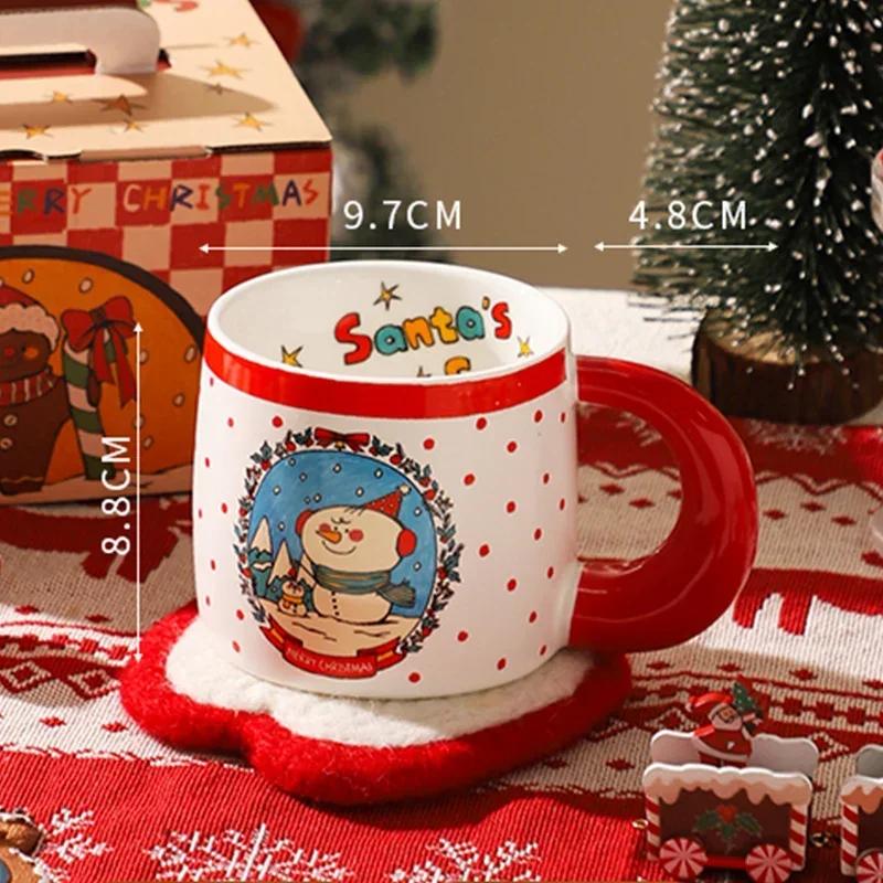 Christmas Gifts Cartoon Ceramic Mugs Vintage Exquisite Couple Coffee Cups Household Breakfast Milk Cup