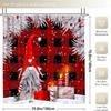 Marry Christmas Shower Curtain Red Drawf Printed Waterproof Polyester Bath Curtain For New Year Christmas Bathroom Decoration