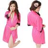 European & American Satin Lingerie: Sexy Plus-Size Bathrobe & Pajamas Set for Women
