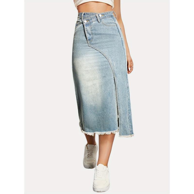 QICED Women s Fashion Casual Solid Color Print Skirt S