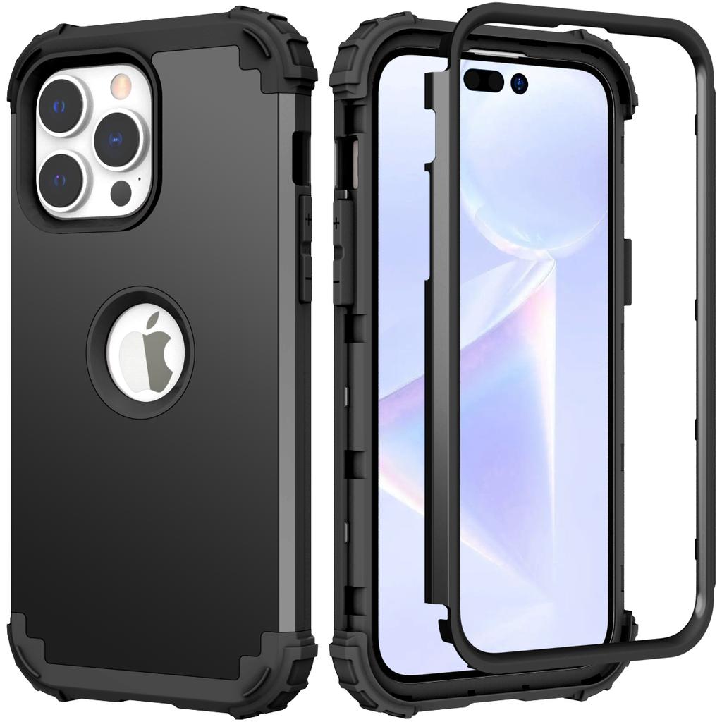 For iPhone 15 Pro PC+Silicone Phone Case 3-in-1 Protective Phone Cover