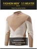 Men's Winter Thick Knit Color-Block Patchwork Sweater