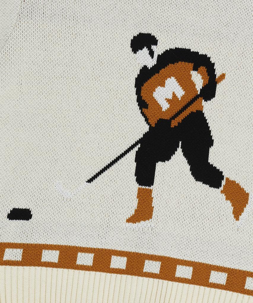 MAHAGRID Hockey Knit Zip-Up Hoodie Ivory(Mg2Efmk693A)