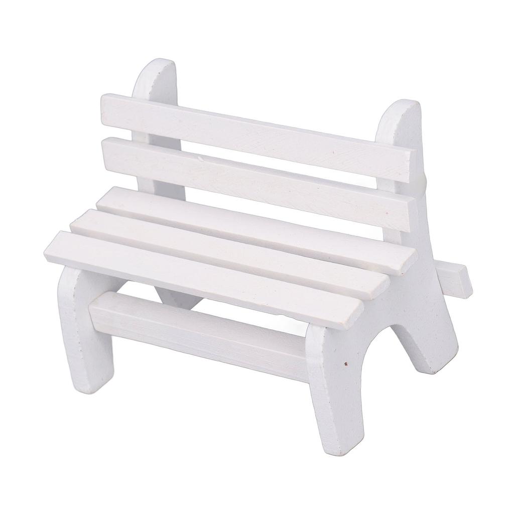 1:12 Scale Dollhouse Wooden Bench High Simulation Miniature Bench Furniture Model White
