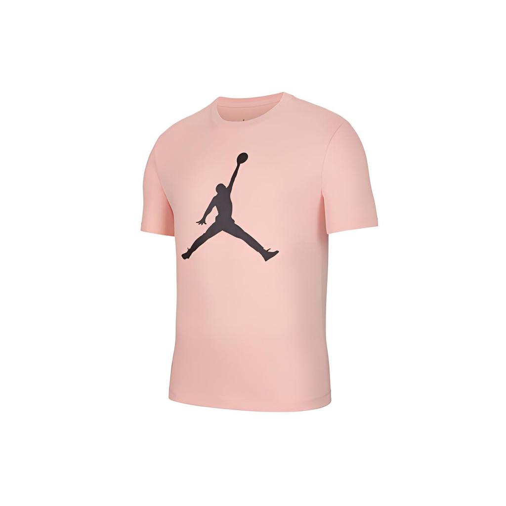 Jordan T Shirts Men's Coral Red Crew Neck Moderate Straight Fit DA6797-623