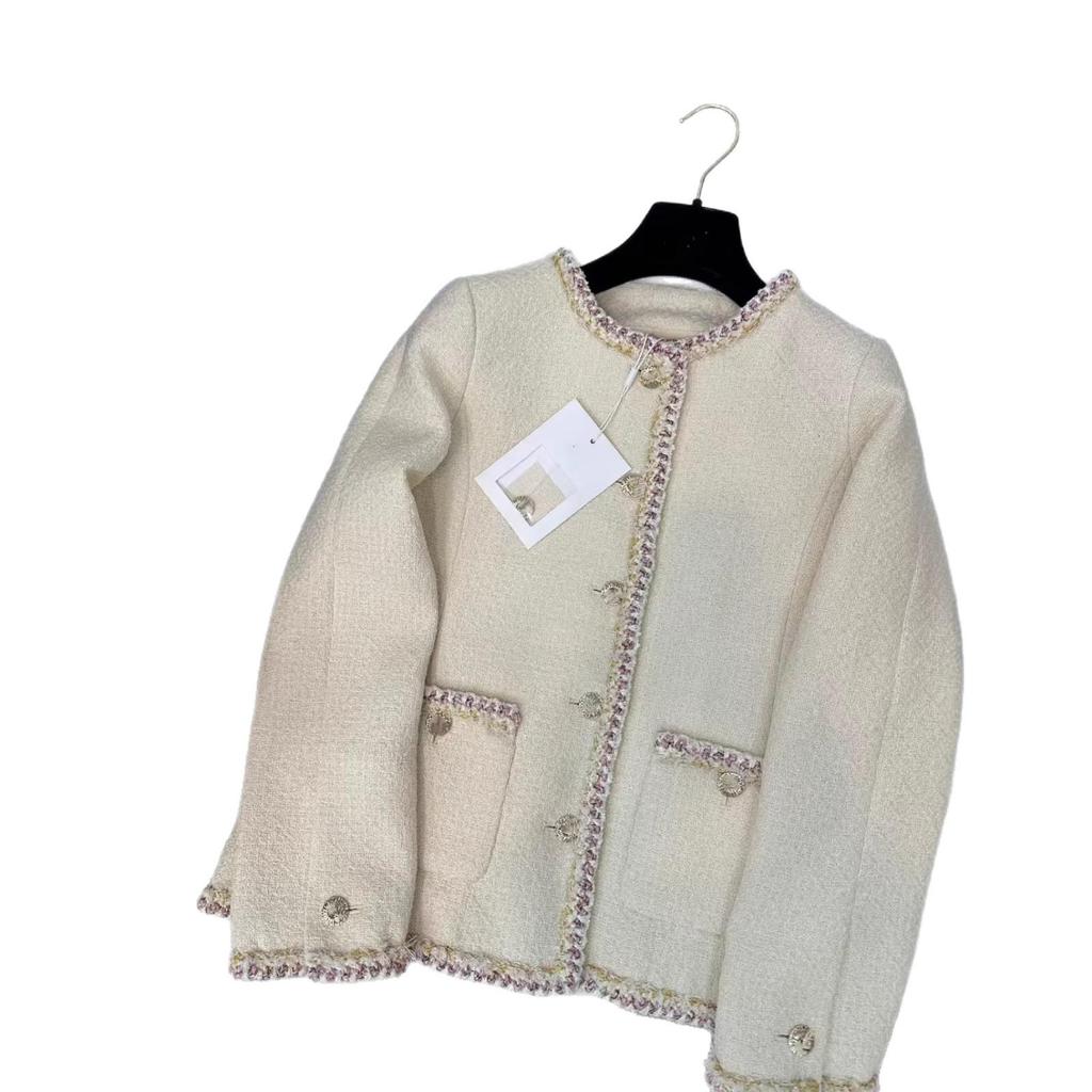 Early Spring Tweed Slimming Set: Stylish Round Neck Jacket + A-line Skirt