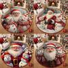 Polyester Christmas Round Mat Snowman Cartoon Anti-Slip Round Rug Snowflake Print Decorative Floor Rugs Winter Season
