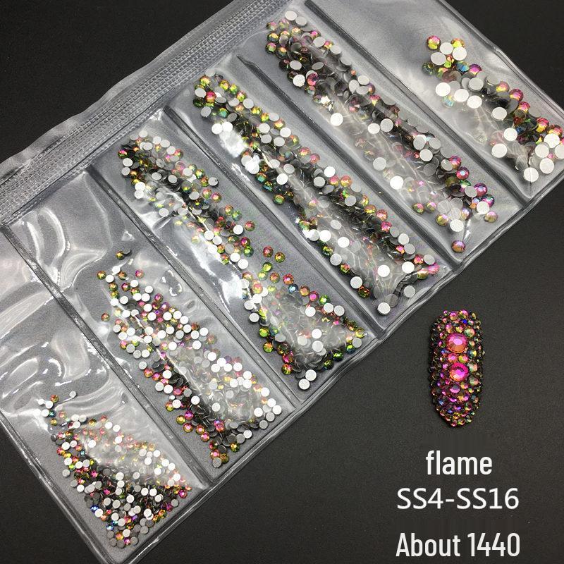 6-Grid Flat-Back Nail Art Rhinestone Set (1440pcs) - Mixed AB & Clear Glass Rhinestones Nail Decorations