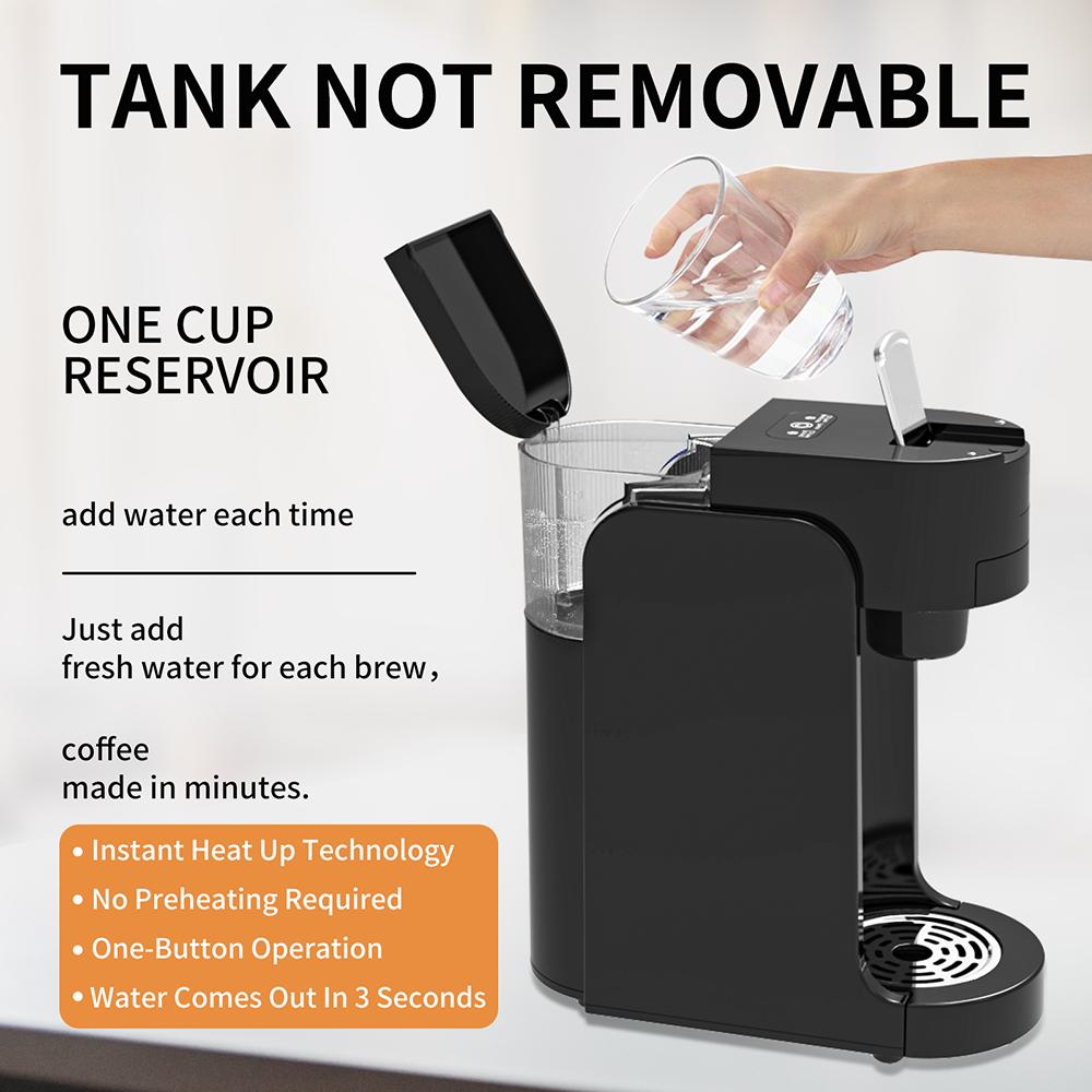 350ML Single Serve K Capsule Coffee Maker Black Coffee Machine for K-Pod & Ground Coffee Tea