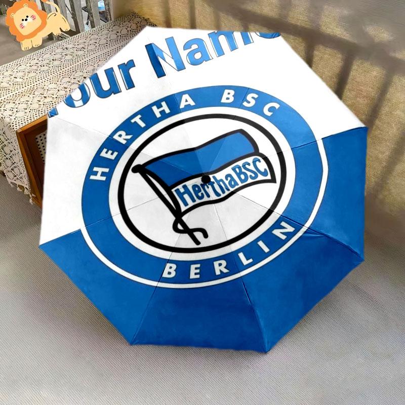 1 PC Automatic Folding Umbrella - Hertha BSC Custom Name Pattern, Portable & Foldable Design with 8 Ribs, Christmas Birthday Gifts