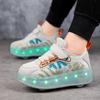 TUINANLE Rollschuhe mit vier Rädern, Laufschuhe für Jungen und Mädchen, können laufen, rutschen und schrumpfen, Blinklichter für Schüler