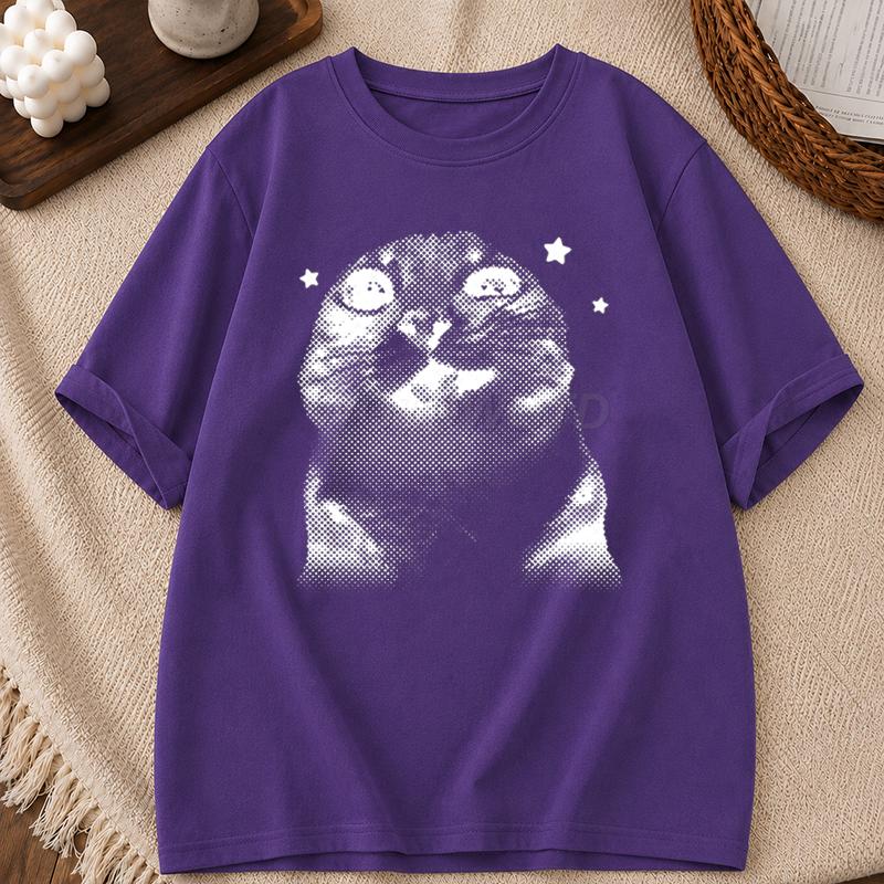Y2k Funny Cat Meme T Shirt Clothing Anime Cartoon Cat Unisex Unisex Summer Tops Harajuku Tops Oneck Short Sleeve Tshirts