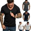 T-shirt casual da uomo a maniche corte a V tinta unita slim fit per fitness, camicetta, top