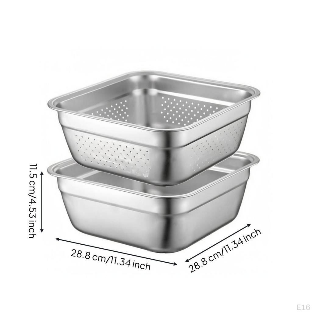 Lavabo Quadrato in Acciaio Inossidabile Lavabo Utilità Robusto per Preparazione Cibo e