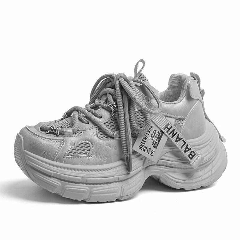 Fashion sports lace-up muffin platform dad shoes women's 5 spring new small height increase casual sports shoes