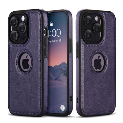 Purple Business Leather Logo Phone Case For Iphone 14 13 12 11 Pro Max X Xs Max Xr Soft Silicone Shockproof Cover For Iphone 14