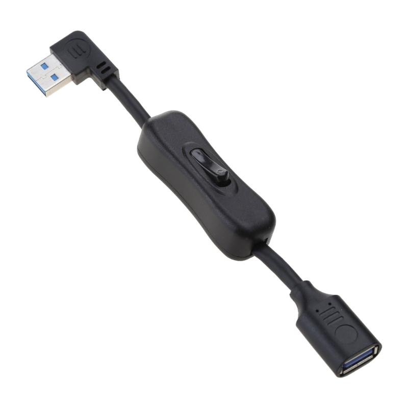 Right Bend USB Extension Cable Support Data Transmission with Switches, Male to Female Extender Cord Data Transfer Line