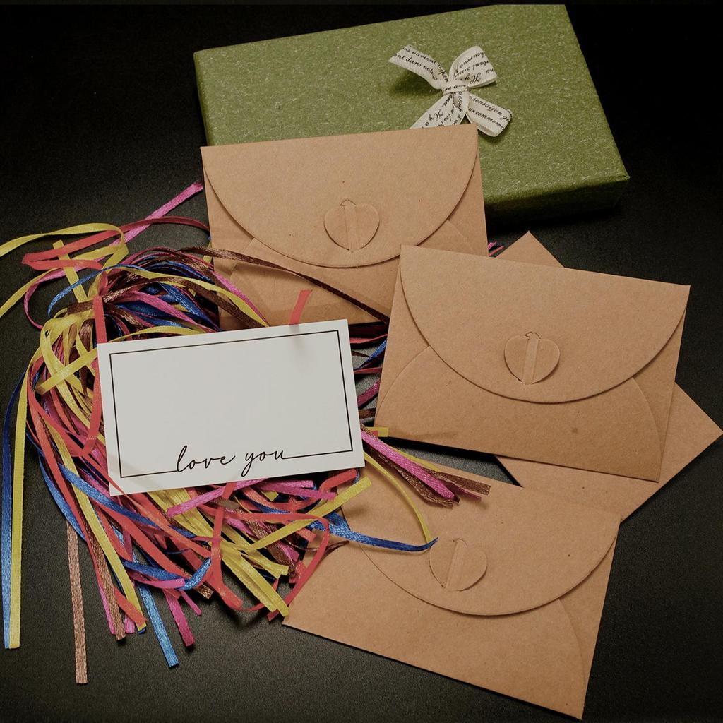 European Retro Kraft Paper Heart Buckle Envelope - High-End, Unique Design with Inner Page
