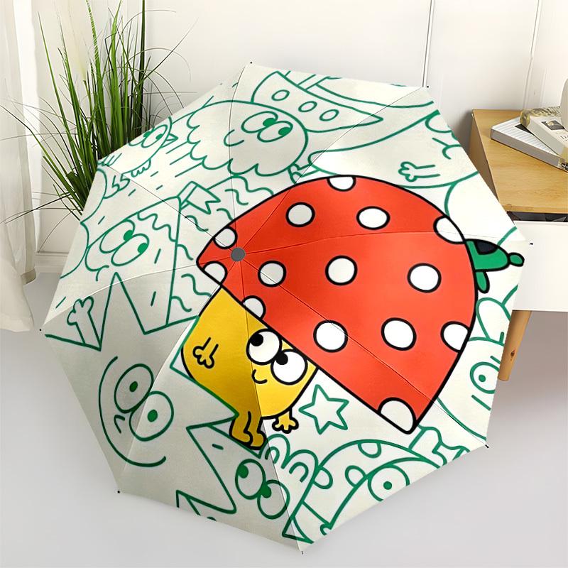 1pc Mushroom Hat Automatic Open/close Folding Umbrella, Compact Portable Travel Umbrella, Perfect Birthday/Christmas, Cute Umbrella, Durable