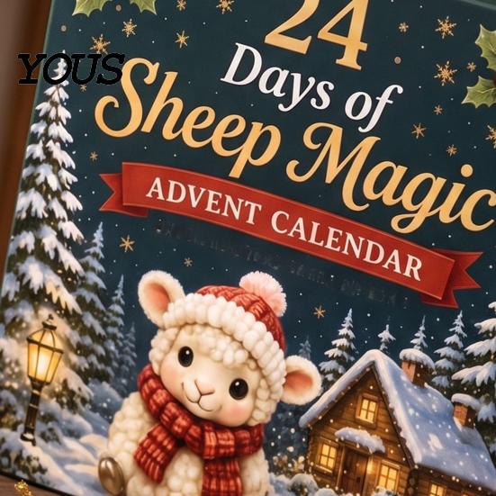 Christmas Tree Hanging Decorations Sheep Advent Calendar, 24Pcs Acrylic 2D Ornament Set with Cute Wall Decor for Holiday Lamb Designs,