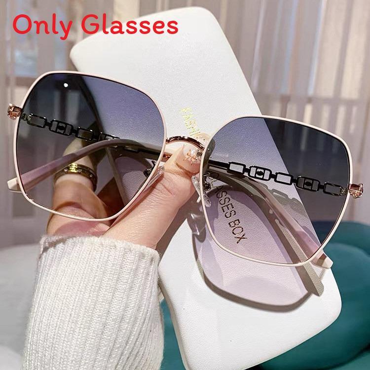 Fashion Geometric Women Sun Glasses With Gradient Pink Lenses And Uv400 Protection For Outdoor Activities