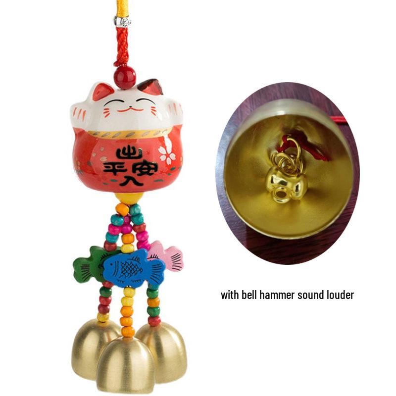 Cat Ceramic Wind Chime Doorbell Pendant - Small Hanging Ornament for Doors or Shop Openings