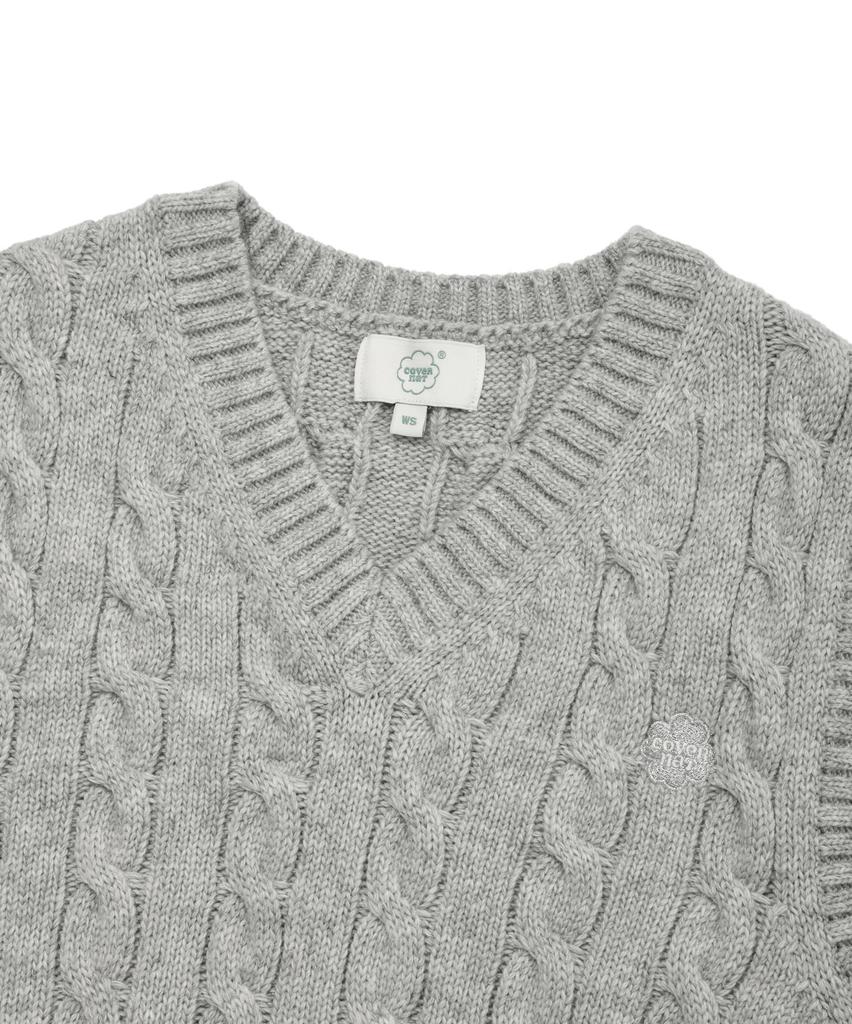 COVERNAT WOMAN Cable Knit Vest Heather Gray