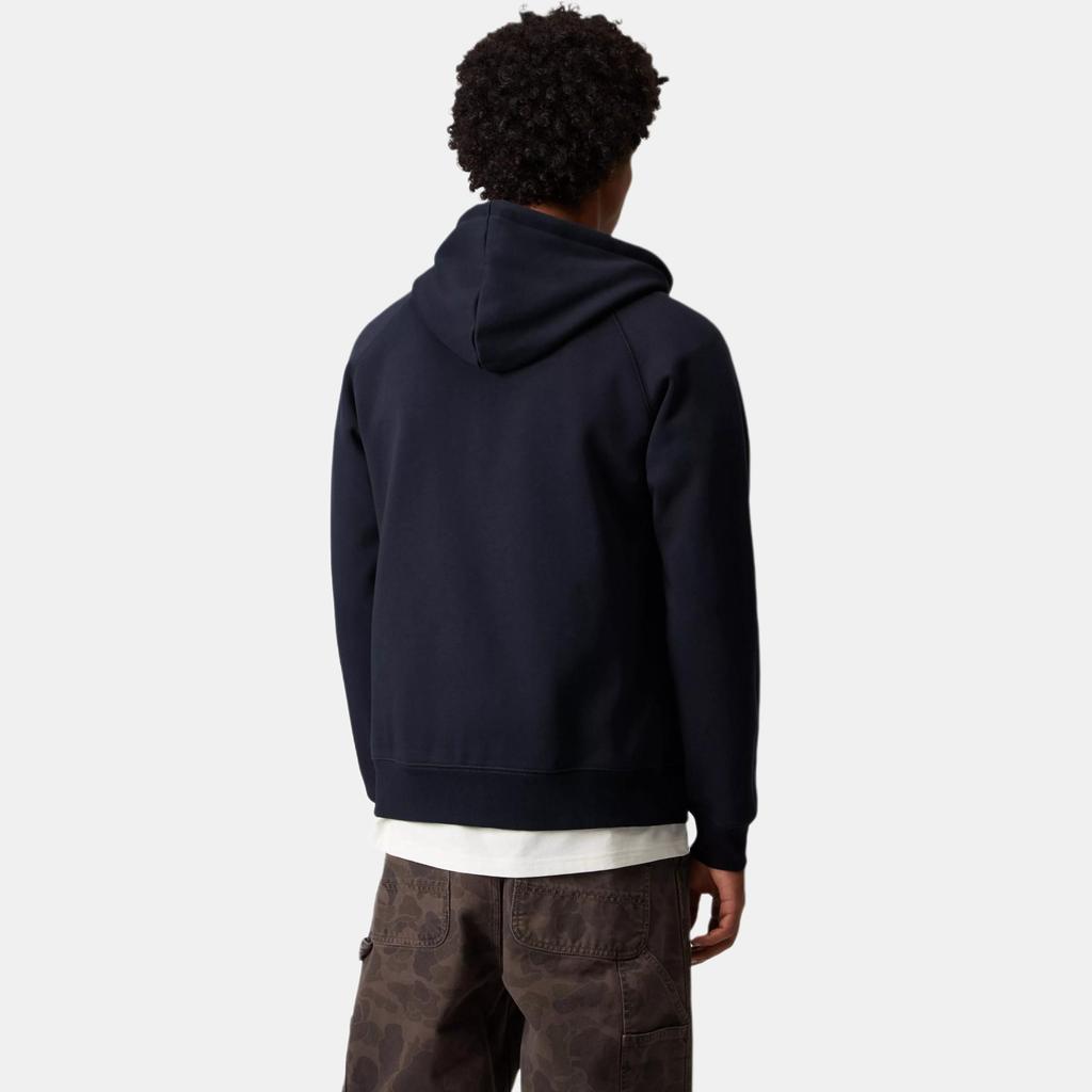 Carhartt WIP SS24 Hooded Chase Jacket Zipper Logo Embroidered Raglan Long Sleeve Jacket Men jackets Navy-Blue I033664-00H-XX