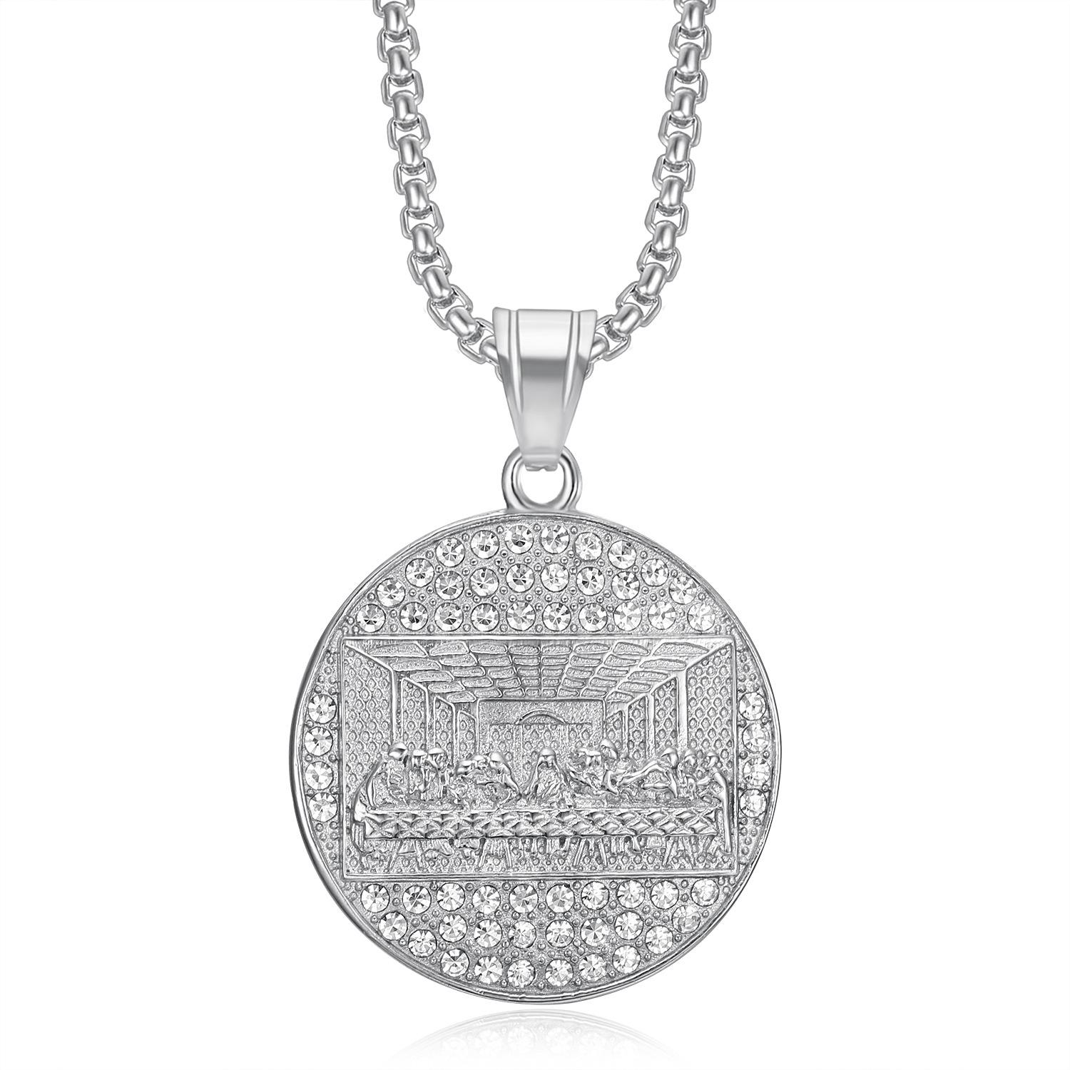 

Jewelry Gold Plated Inlaid Zircon Thirteen Apostles Pendant Necklace 3MM+60CM