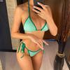 New Wrinkled Crinkled Splicing Bikini Female Swimsuit Women Swimwear Two-pieces Bikini Set Padded Bather Bathing Suit Swim