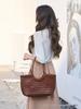 French Style Women's Genuine Leather Woven Market Basket Bag - Vintage Handmade Shoulder Bag