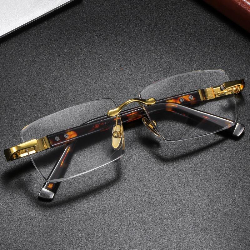 Fashion HD Cutting Edge Reading Glasses for Men Women Natural Bamboo Leaf Green Style Frame Crystal Stone Lens Glasses 100 Degrees -400 Degrees