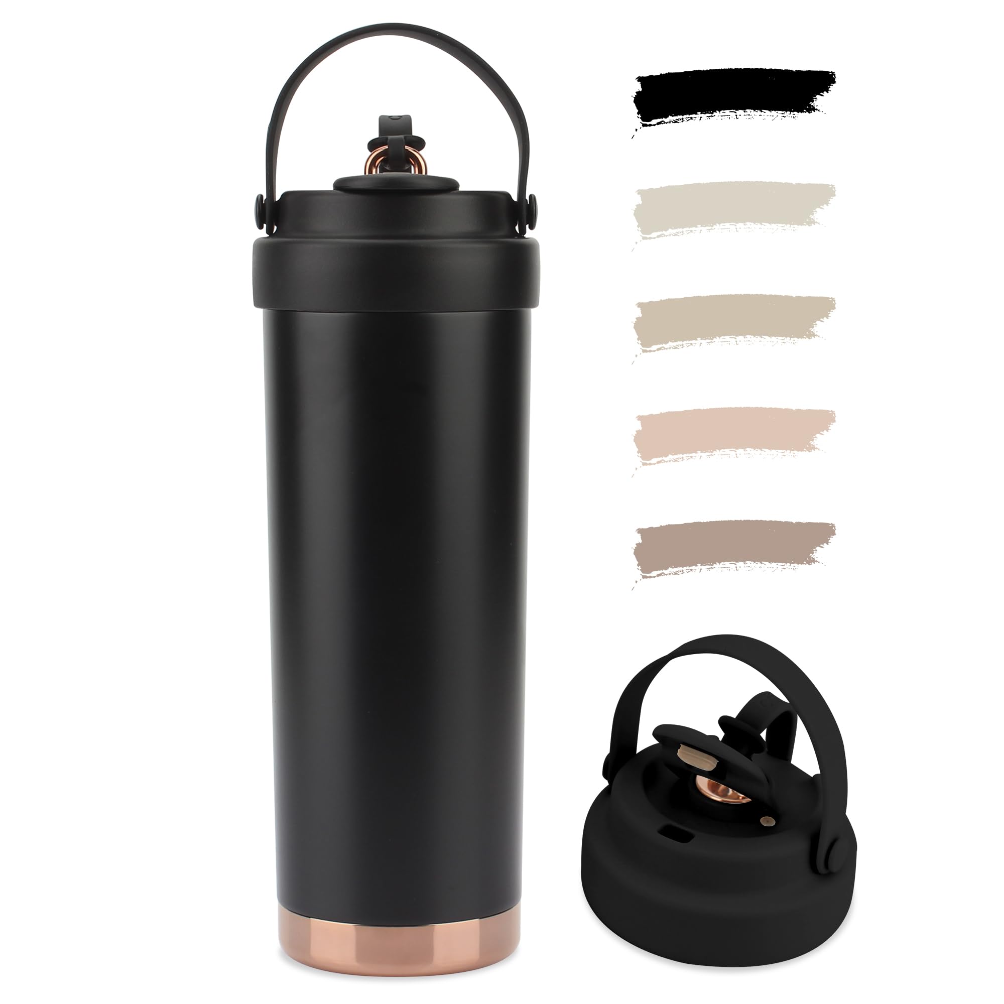 

Стакан SKIASE с керамической водой с прямым контактом из нержавеющей стали, совместимый для холодных и горячих напитков, для кофе и газированных напитков, легко популярный для и черная соломинка, чёрный