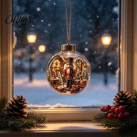 Decorative Lights for Christmas Glowing Ornament with Lanyard, Unique Styles Miniature Glass Pendant LED Santa Claus Snowman Nutcracker Figures Light,