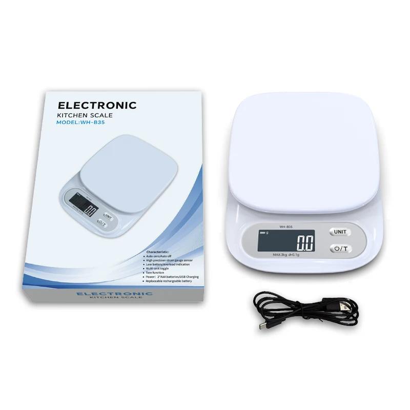Digital Kitchen Scale 7kg/1g 3kg/0.1g Electronic Scales with LCD Battery/Rechargeable Food Scale Balance Weighing Baking Tools