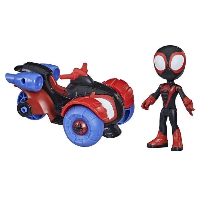 Marvel Spidey and His Amazing Friends - Figurine Miles Morales: Spider -Man Avec Véhicule Techno -quad - Enfants Dès 3 Ans