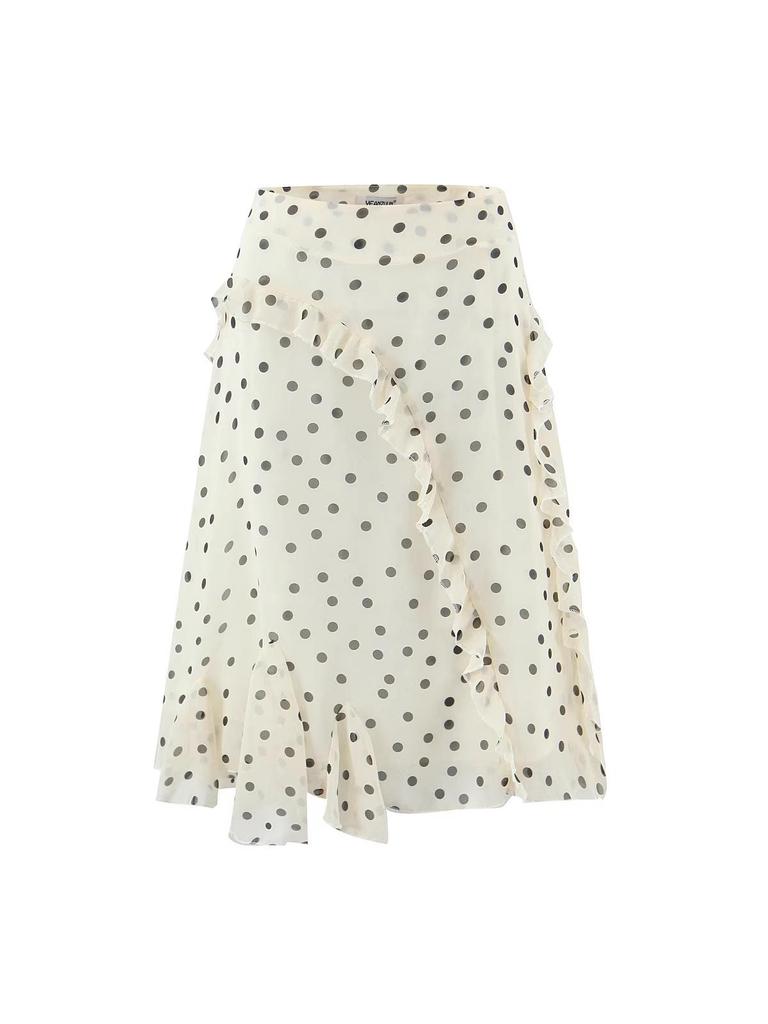 2025 Autumn/Winter European & American Ruffle Polka Dot Maxi Skirt for Women