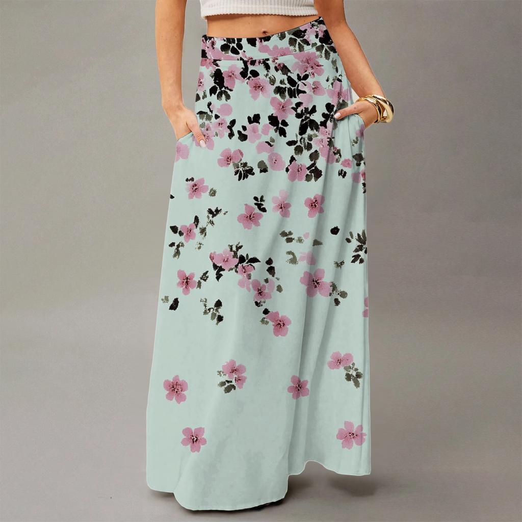 Women's Flowy Maxi Dress Regular Casual Floral Print Summer Bohemian Skirt