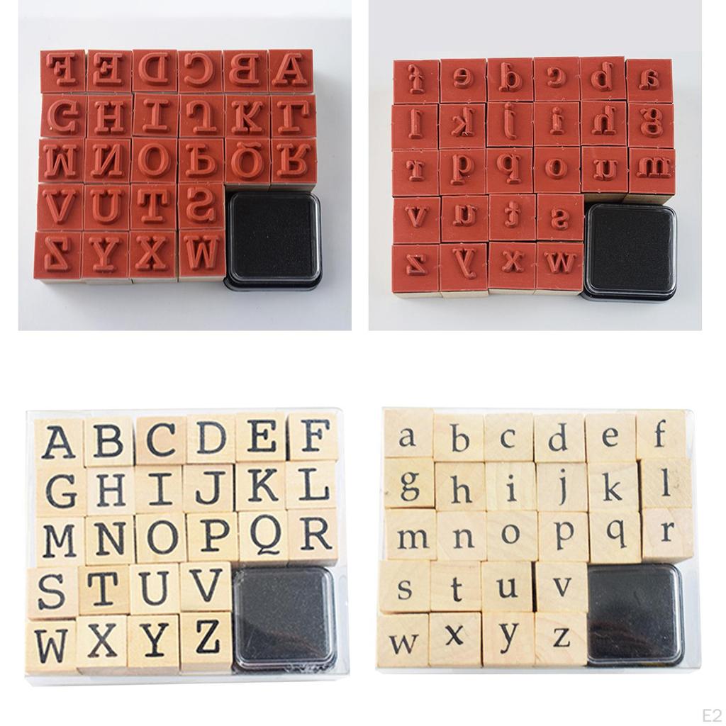 1 Set Wooden Rubber Stamps Decorative Stationery Rustic Letters Alphabets Stamp for Card Making
