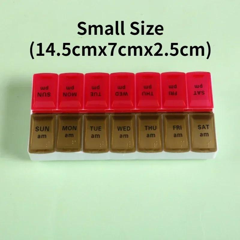 Weekly Portable Travel Pill Box Cases 7 Days Organizer 14 Grids Pills Container Storage Tablets Vitamins Medicine Fish Oils