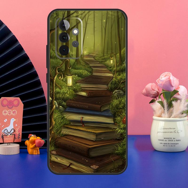 Read Books Illustration Case For Samsung Galaxy A54 A34 A24 A14 A73 A53 A33 A23 A13 A52 A32 A22 A12 A51 A71 Cover