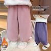 Meng Tang Tang Girls' Plus Velvet Cartoon Pants - Stylish Winter Wear for Kids