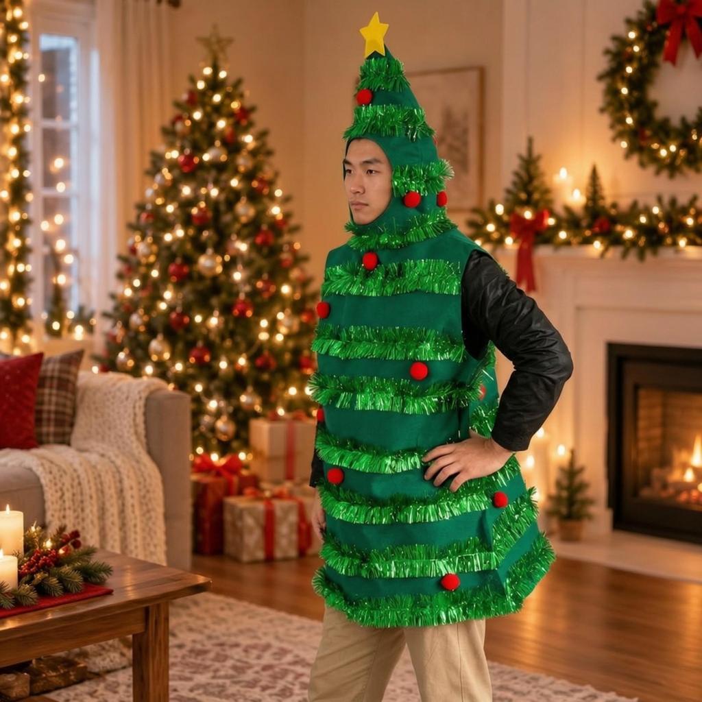 Christmas Tree Costume Comfortable for Stage Performances, Themed Rods