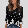 Women's T Shirt Tee Button  3/4 Sleeve Tunic Daily Weekend Fashion Basic V- Neck Regular Top