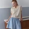 Elssibeui Cherry Check Banding Shorts_Skyblue